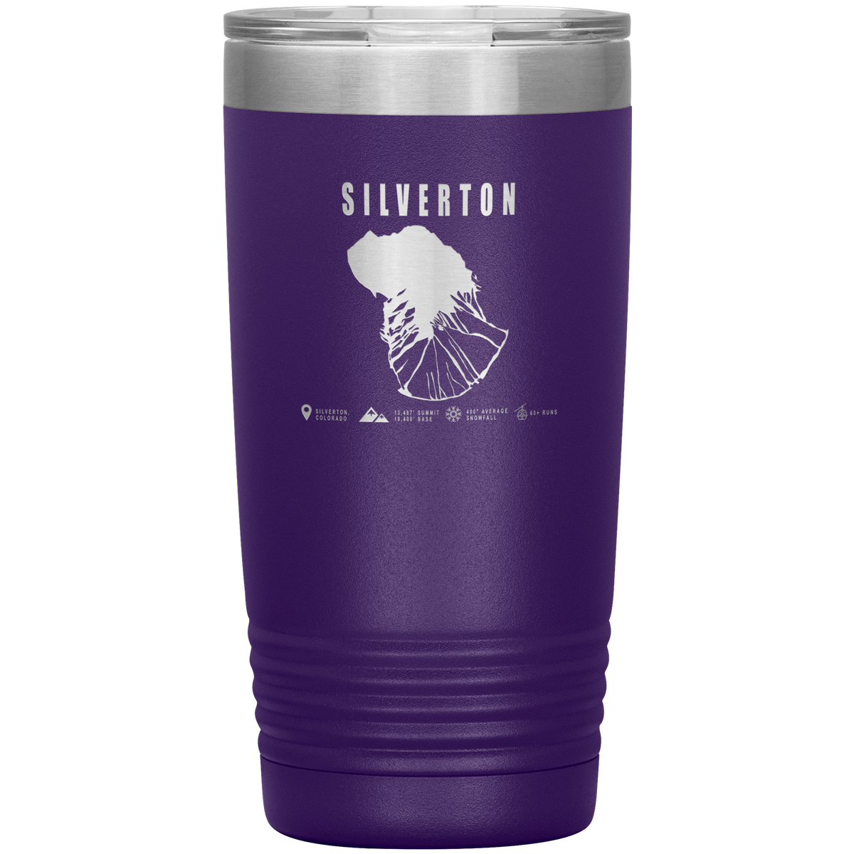 Silverton Colorado Ski Trail Map 20oz Tumbler - Powderaddicts