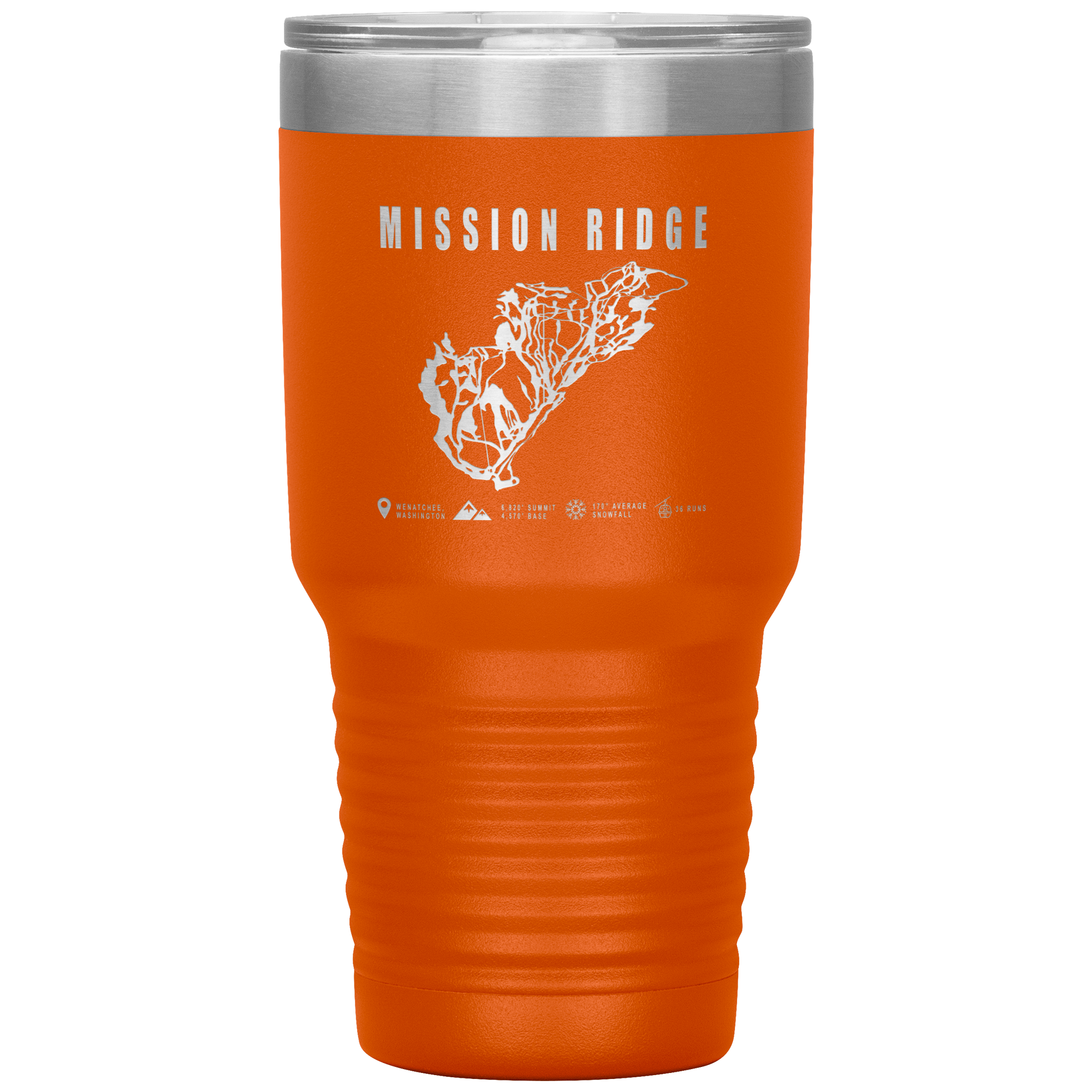 Mission Ridge, Washington Ski Trail Map 30oz Tumbler - Powderaddicts