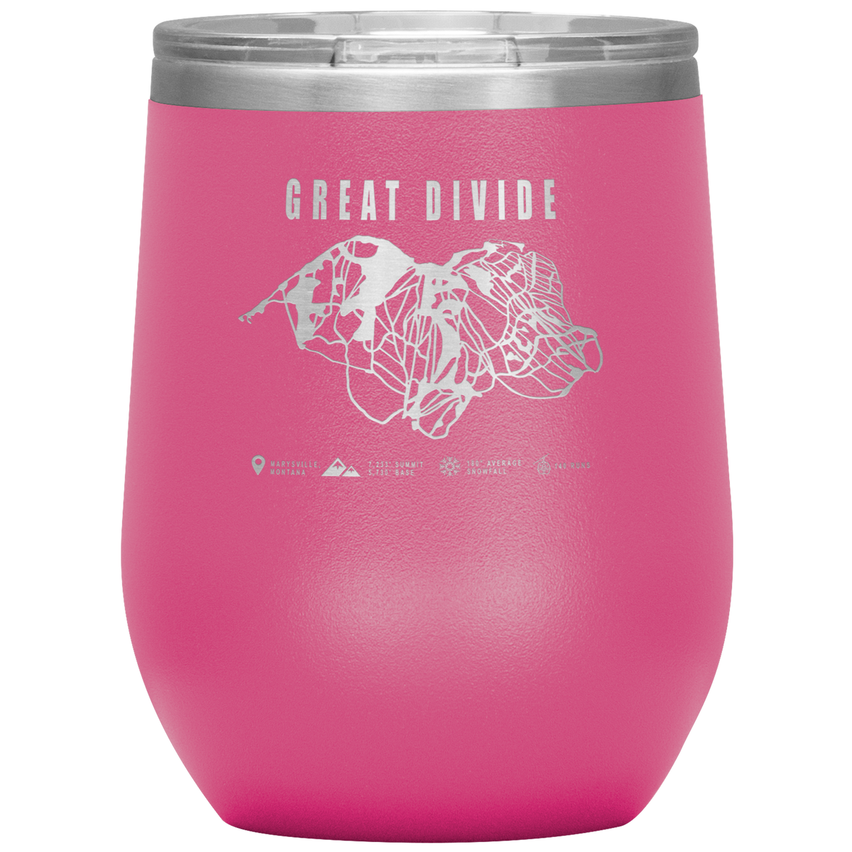 Great Divide Montana Ski Trail Map Wine 12oz Tumbler - Powderaddicts