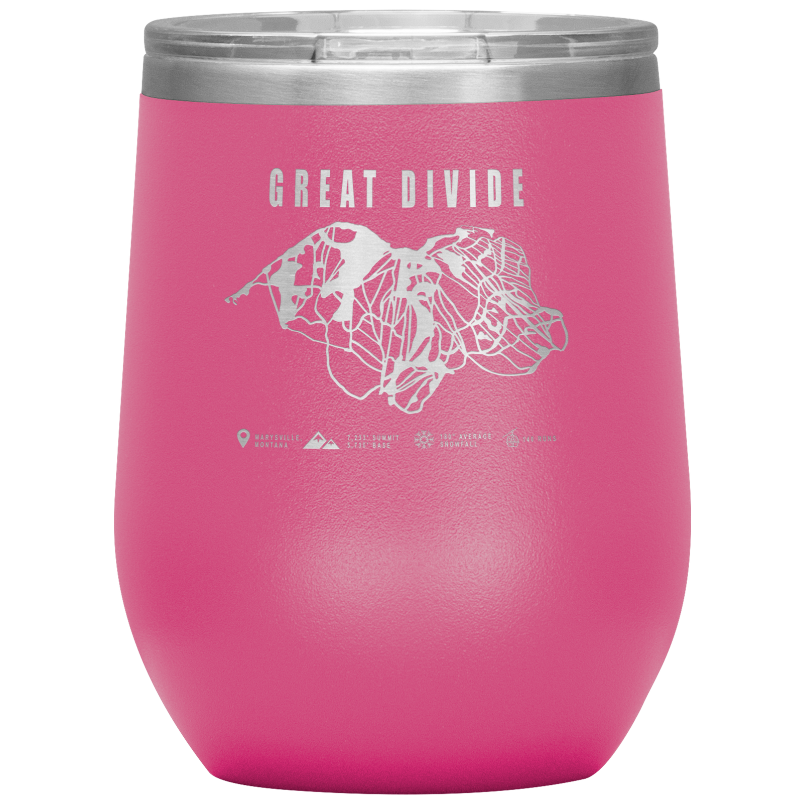 Great Divide Montana Ski Trail Map Wine 12oz Tumbler - Powderaddicts