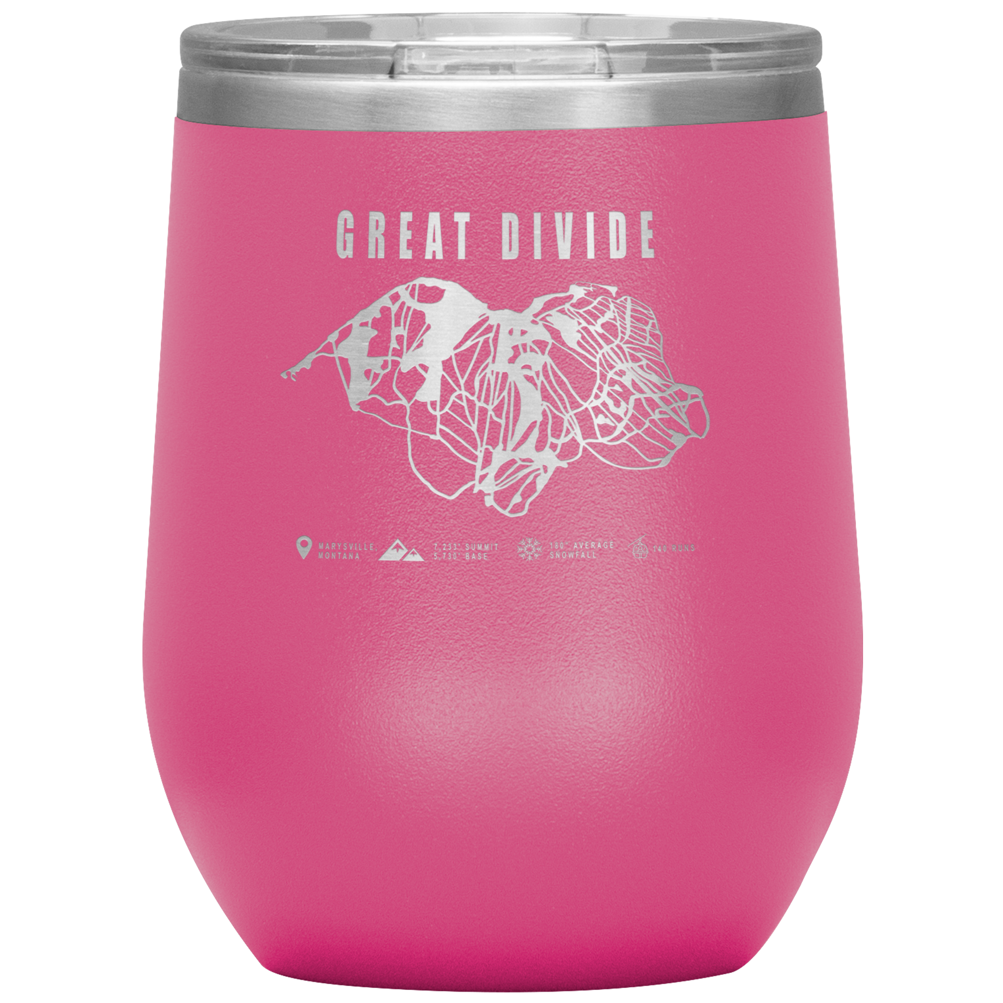 Great Divide Montana Ski Trail Map Wine 12oz Tumbler - Powderaddicts
