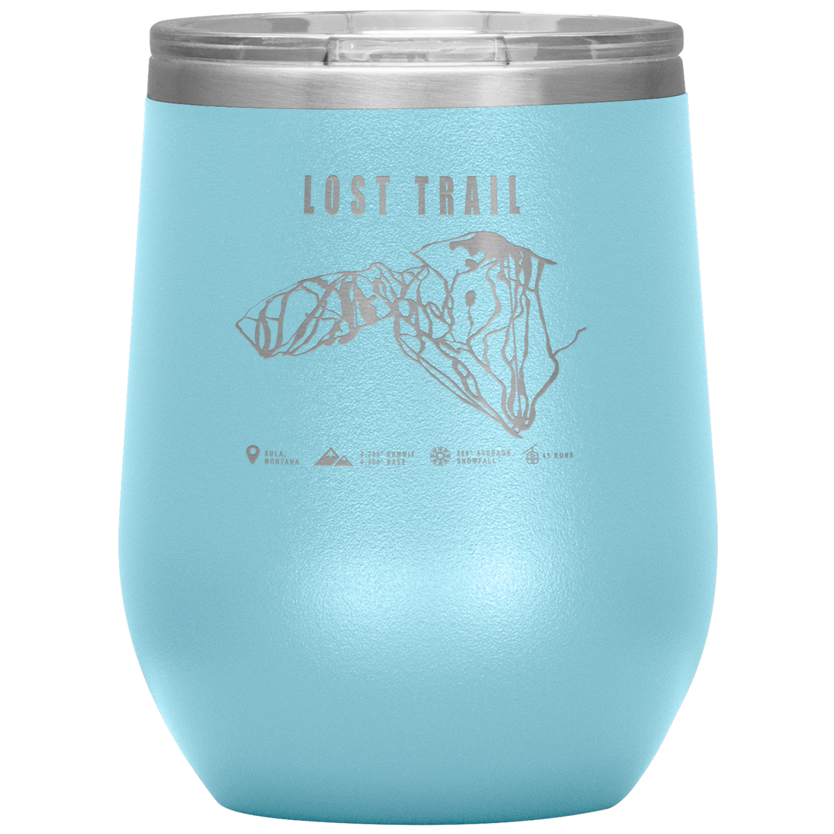 Lost Trail Montana Ski Trail Map Wine 12oz Tumbler - Powderaddicts