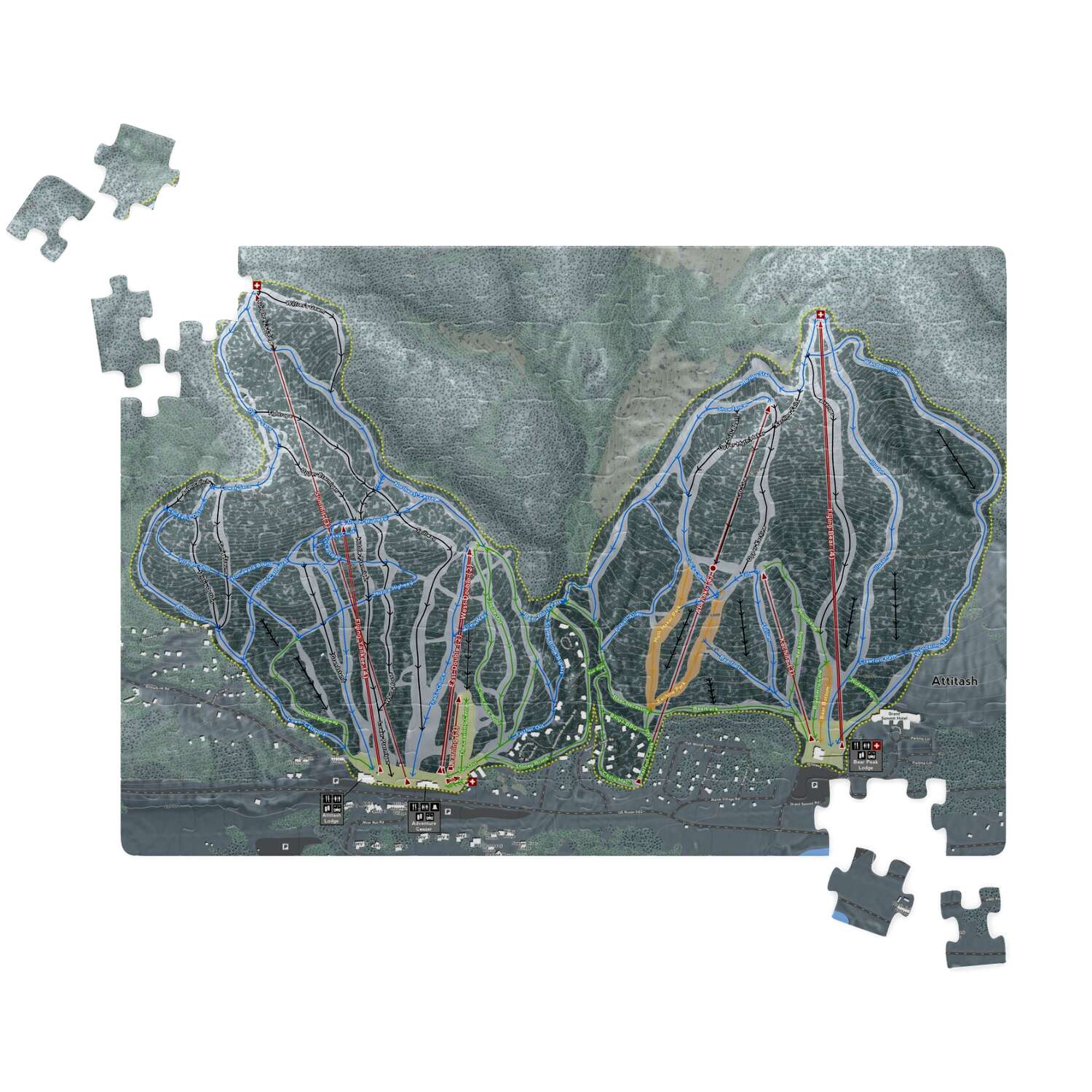 Attitash Mountain New Hampshire Ski Trail Map Puzzles - Powderaddicts