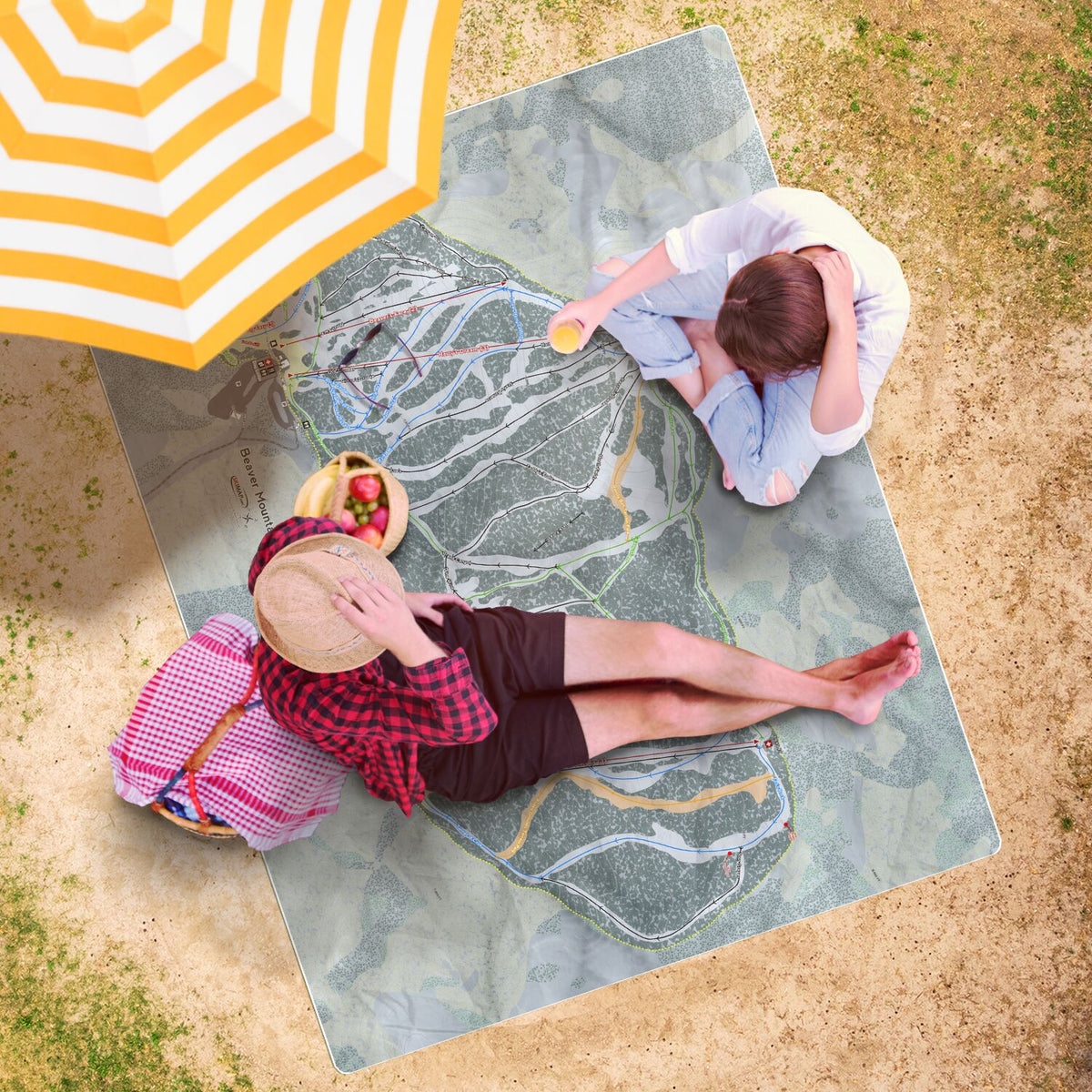 Beaver Mountain, Utah Ski Resort Map Printed Beach Towel - Powderaddicts