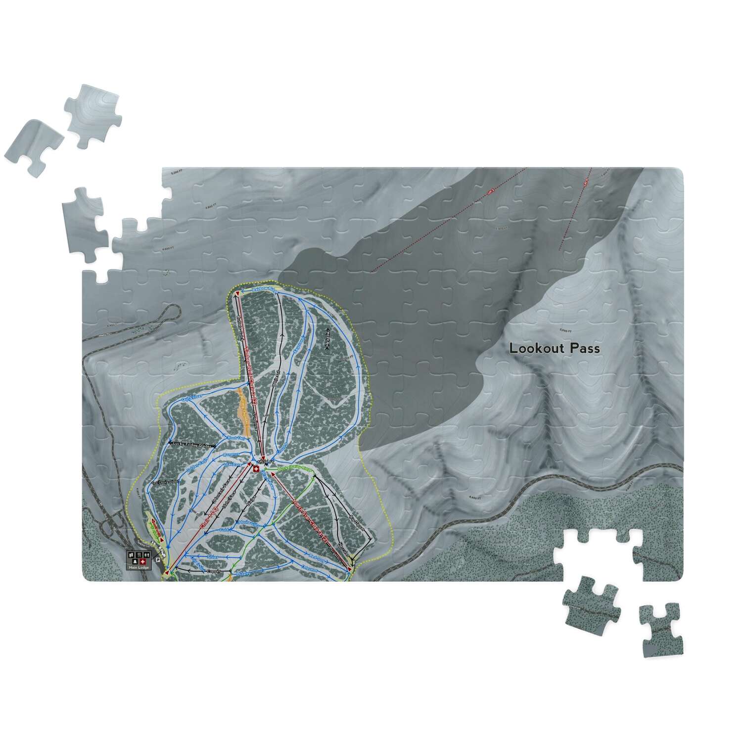 Look out Pass Idaho Ski Trail Map Puzzle - Powderaddicts