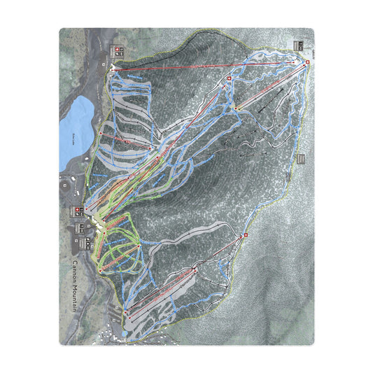 Cannon Mountain, New Hampshire Ski Resort Map Printed Beach Towel - Powderaddicts
