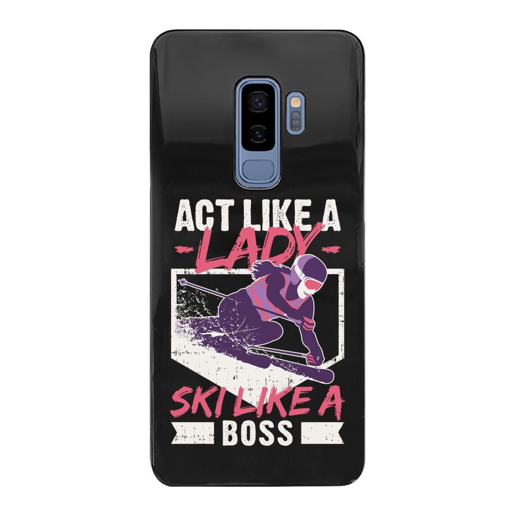 Act Like A Lady Ski Like A Boss Back Printed Black Hard Phone Case - Powderaddicts