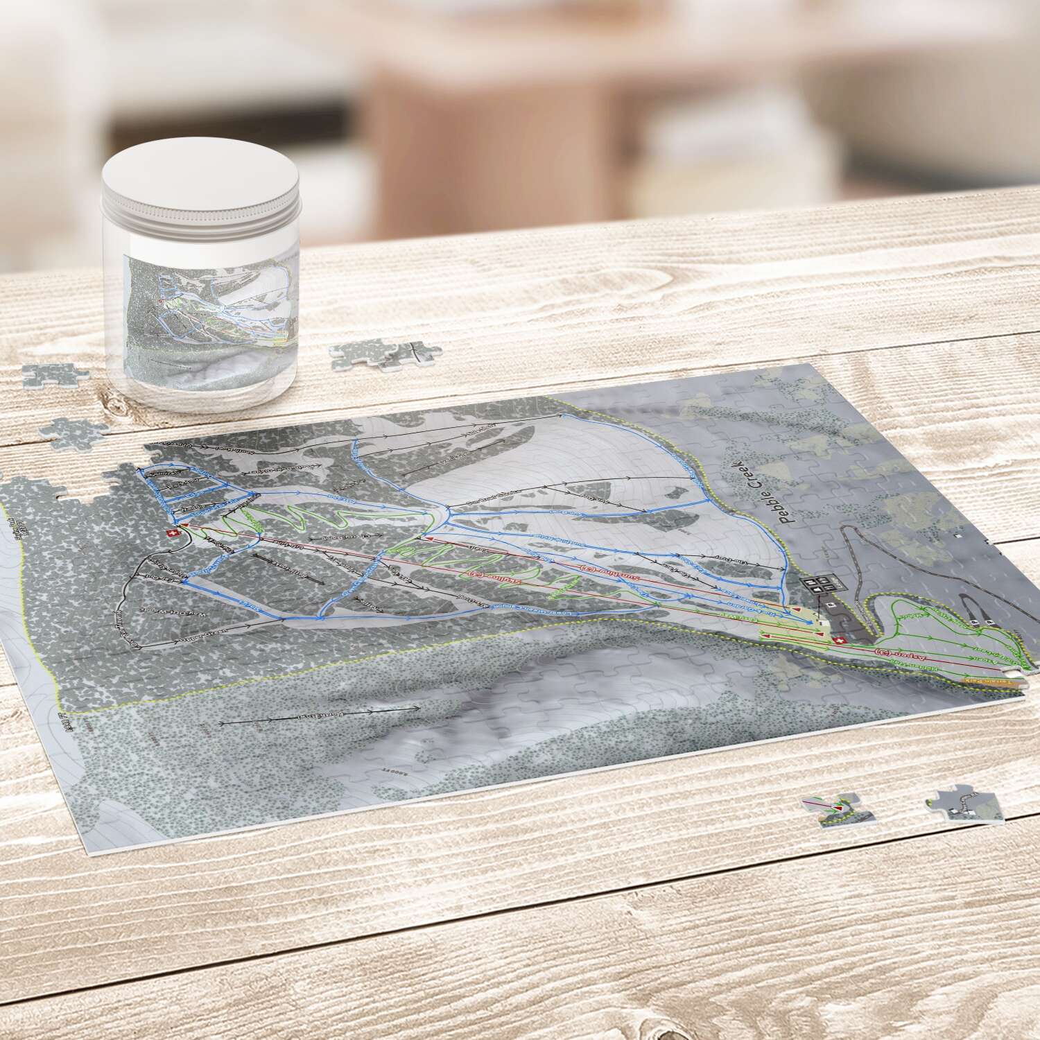 Pebble Creek, Idaho Ski Trail Map Puzzle - Powderaddicts