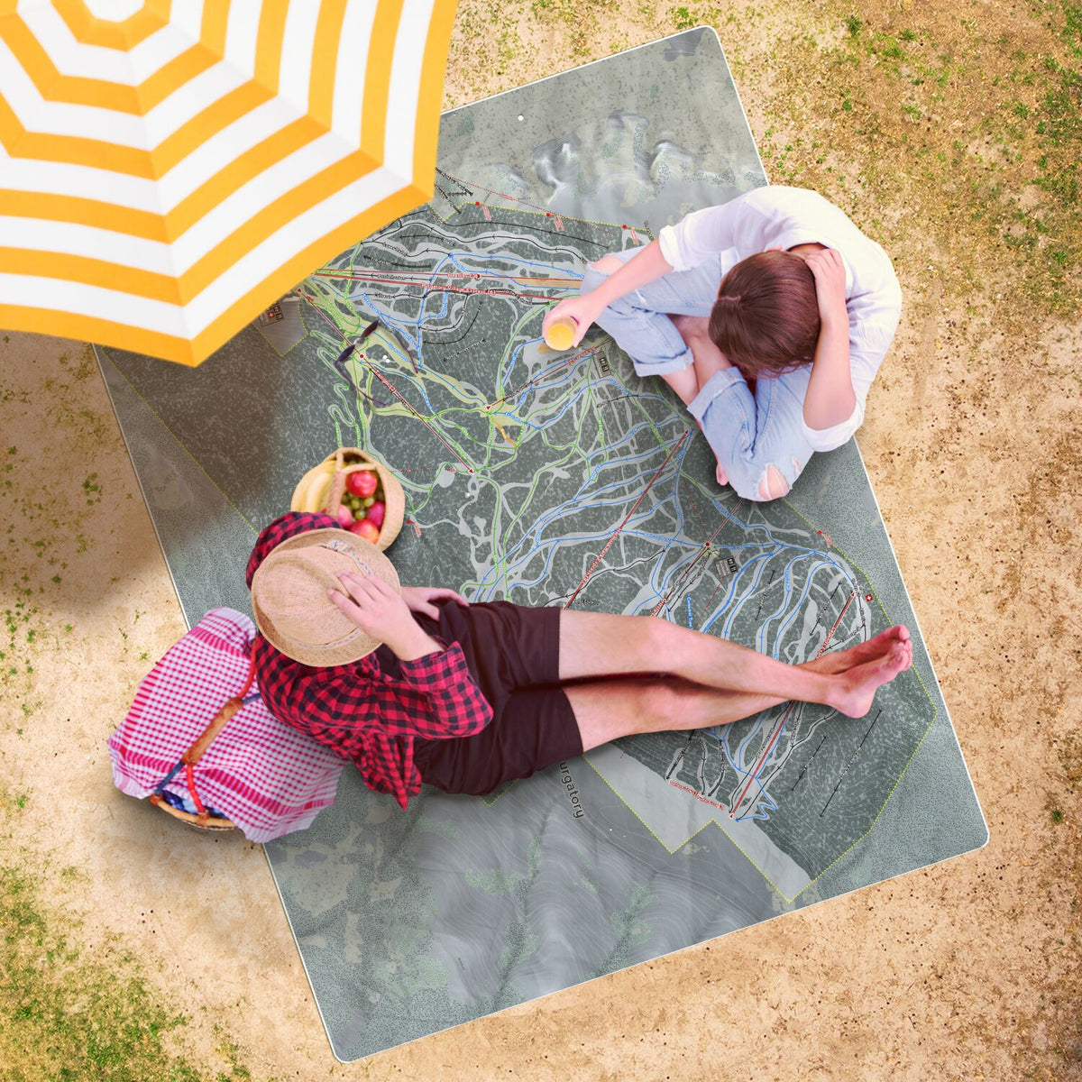 Purgatory, Colorado Ski Resort Map Printed Beach Towel - Powderaddicts