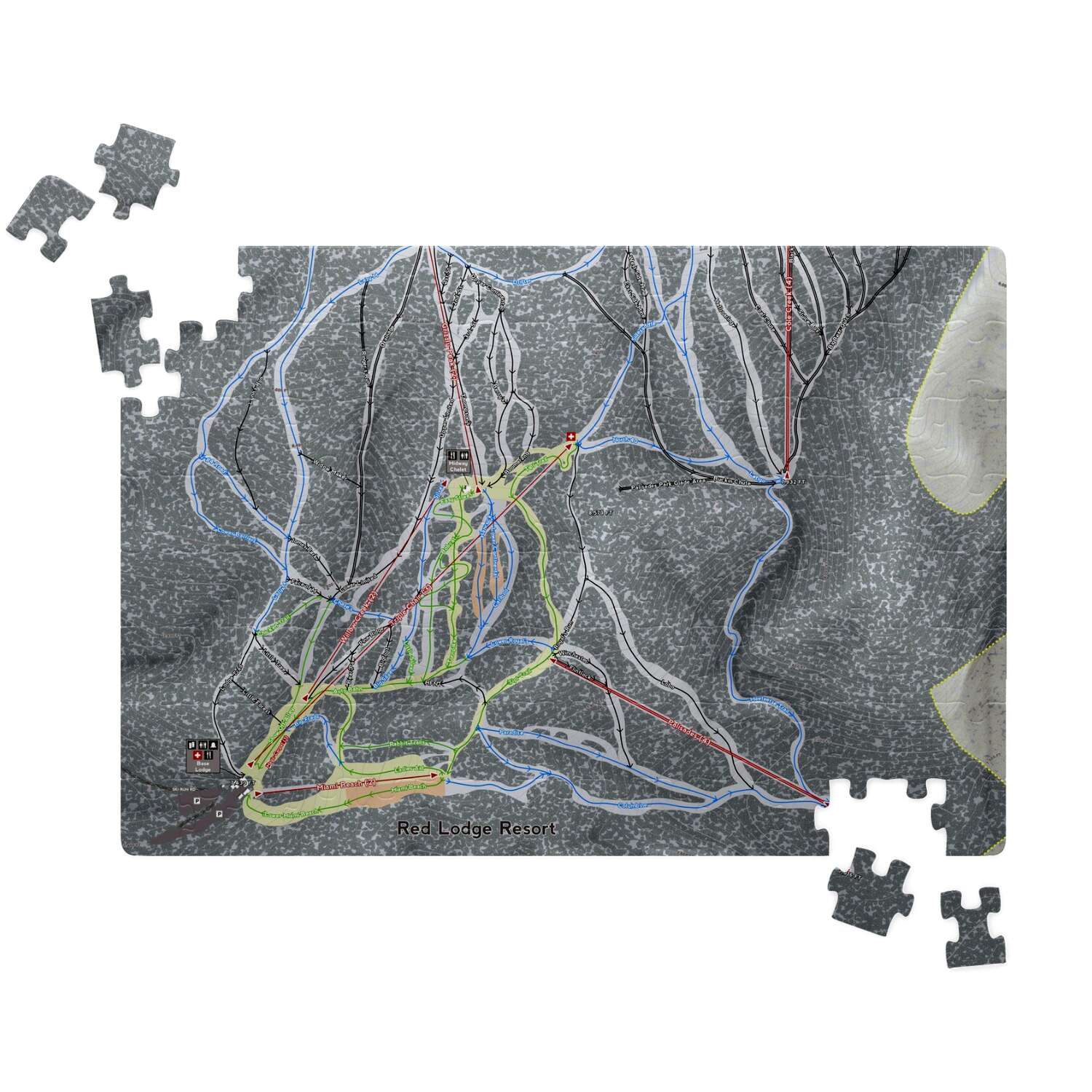 Red Lodge Montana Ski Trail Map Puzzle - Powderaddicts
