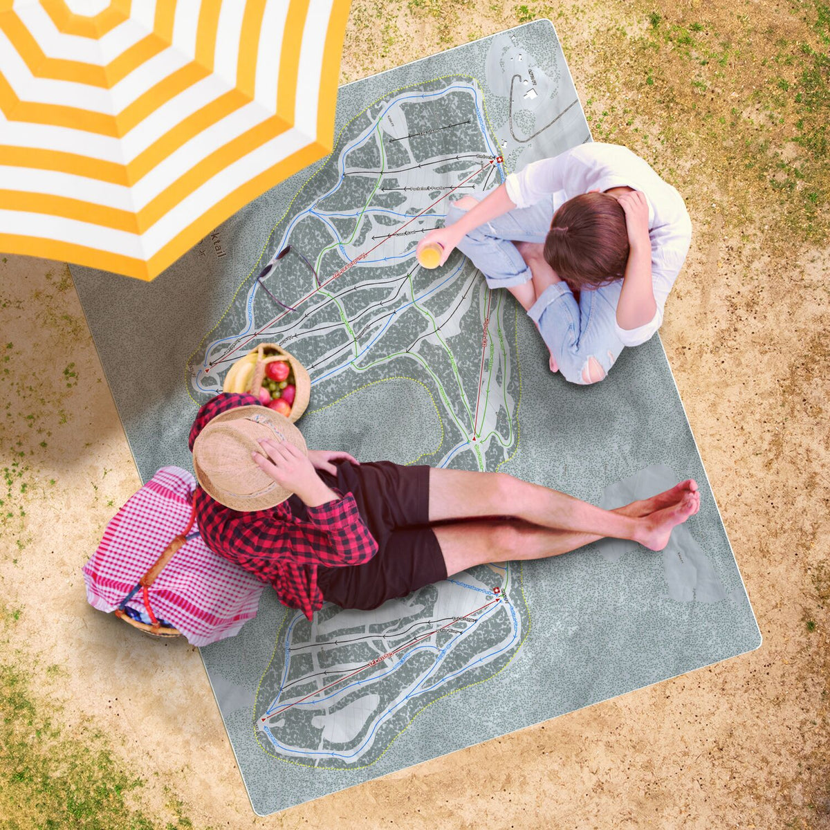 Blacktail, Montana Ski Resort Map Printed Beach Towel - Powderaddicts