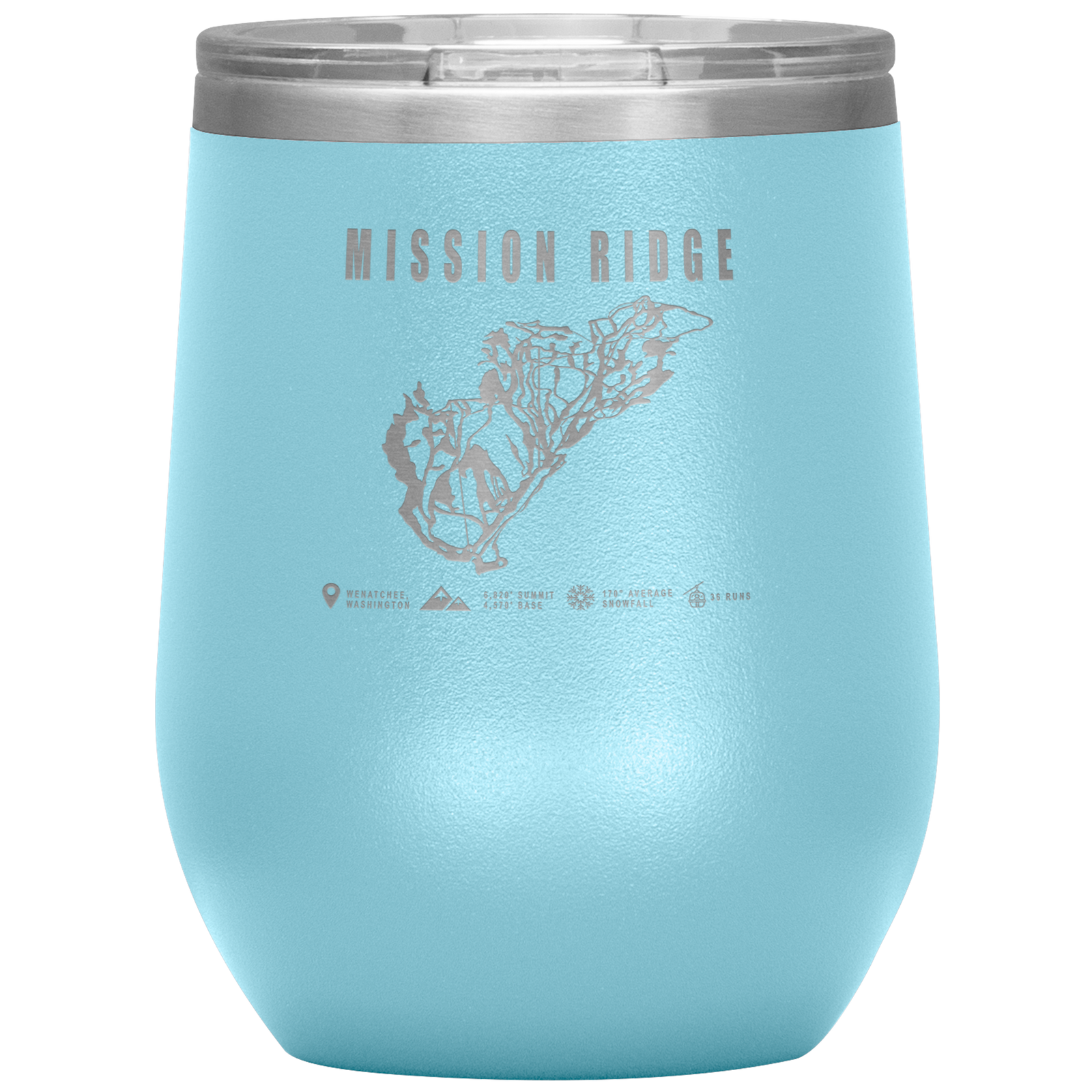 Mission Ridge, Washington Ski Trail Map Wine 12oz Tumbler - Powderaddicts