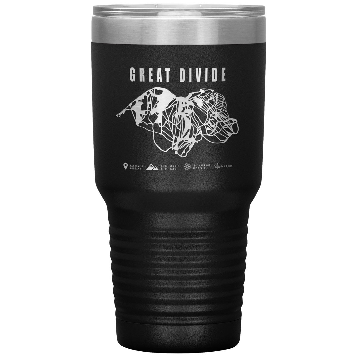 Great Divide Montana Ski Trail Map 30oz Tumbler - Powderaddicts