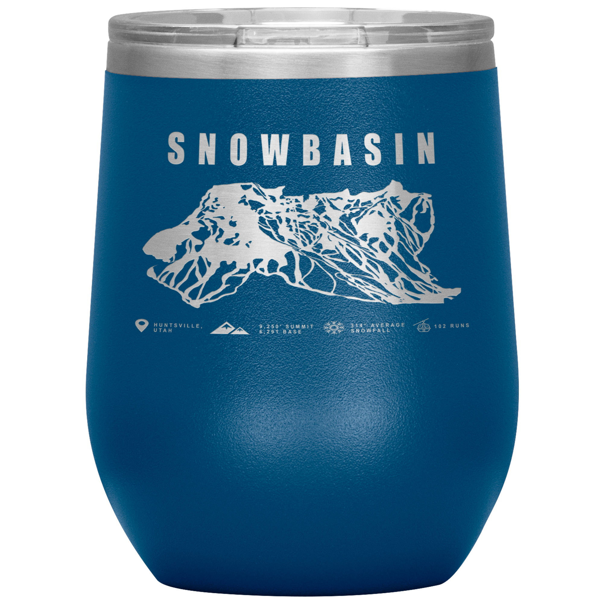 Snowbasin, Utah Ski Trail Map Wine 12oz Tumbler - Powderaddicts