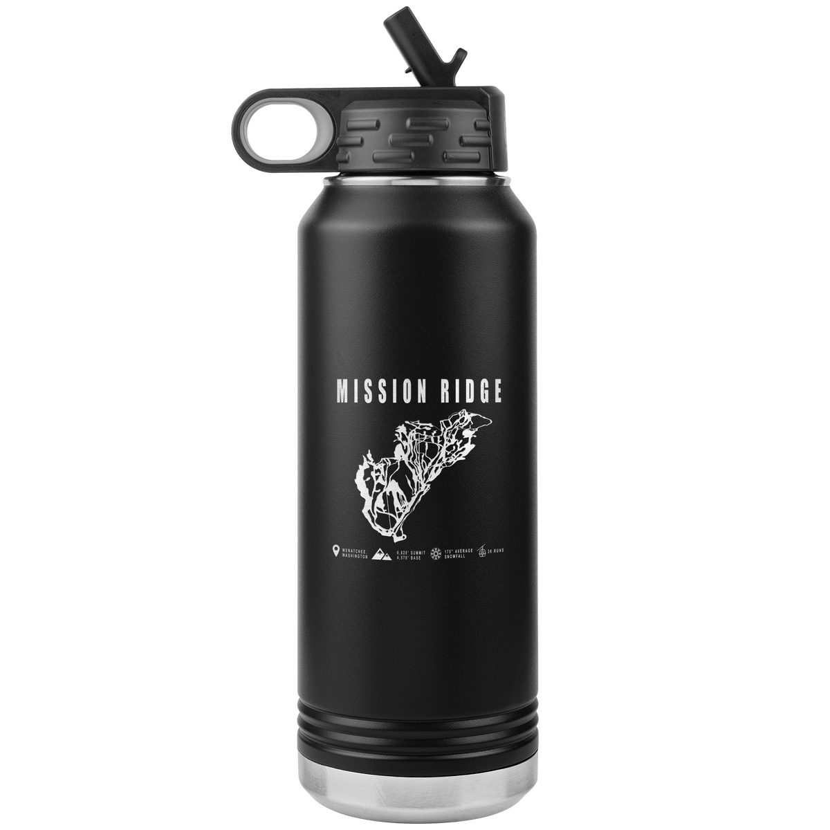 Mission Ridge, Washington Ski Trail Map 32oz Water Bottle Tumbler - Powderaddicts