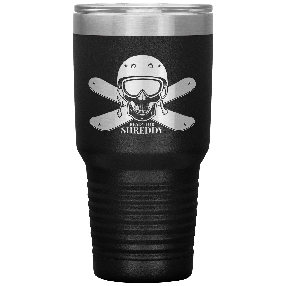 Ready For Shreddy Skeleton Skis 30oz Tumbler - Powderaddicts