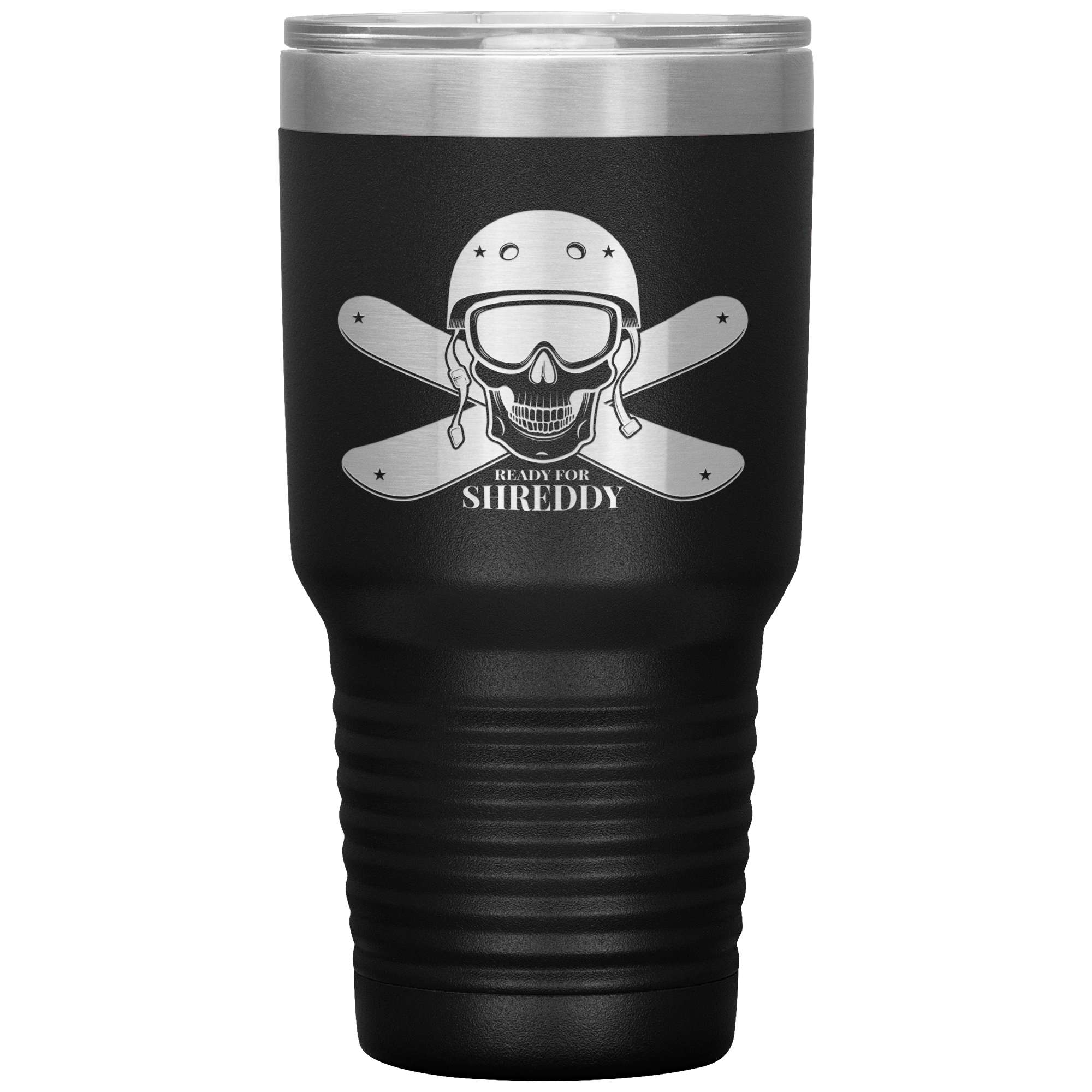 Ready For Shreddy Skeleton Skis 30oz Tumbler - Powderaddicts