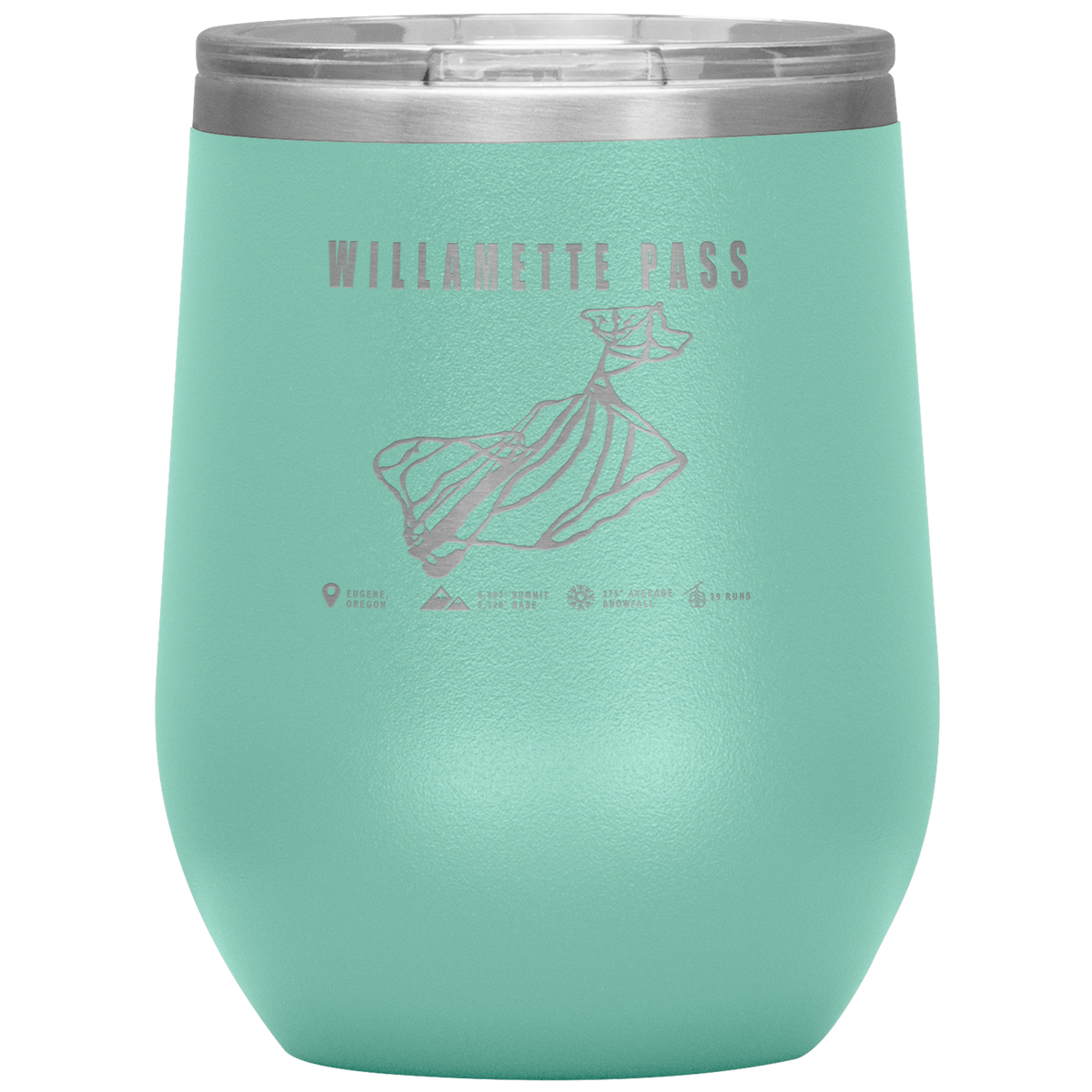Willamette Pass, Oregon Ski Trail Map Wine 12oz Tumbler - Powderaddicts