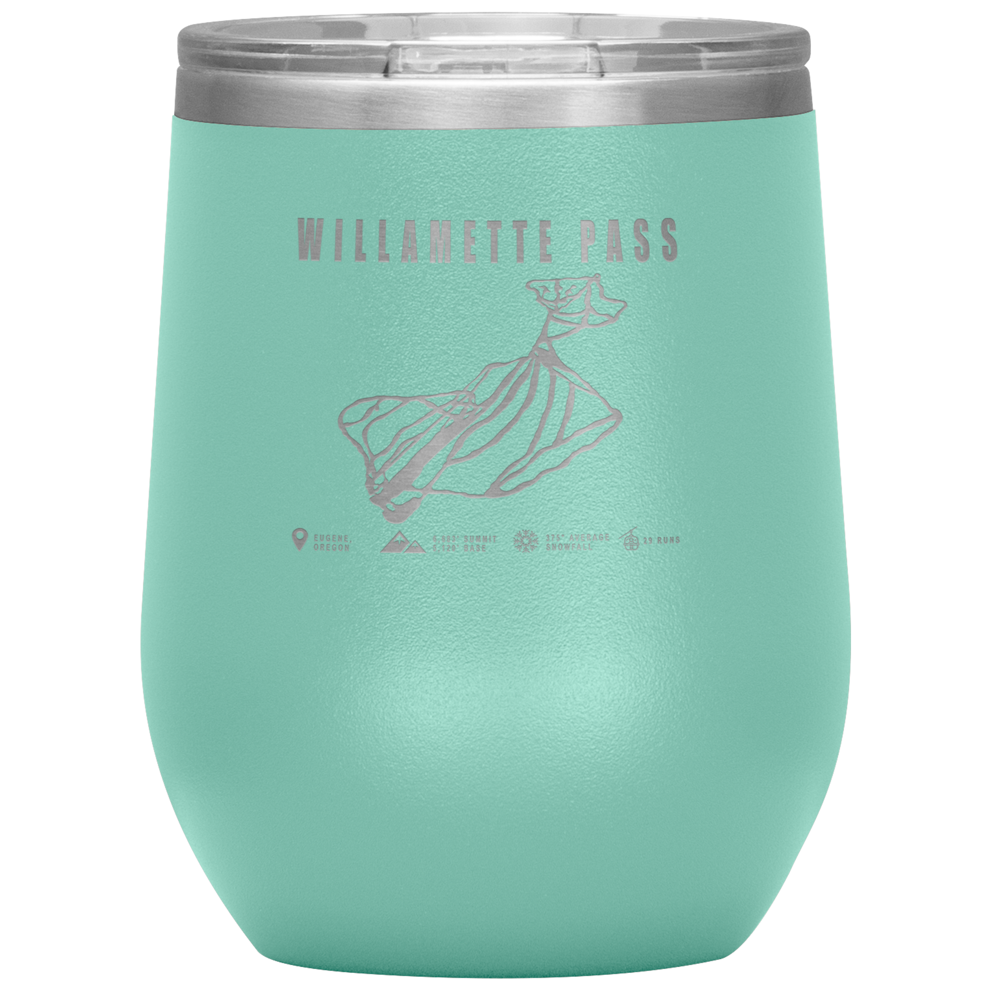 Willamette Pass, Oregon Ski Trail Map Wine 12oz Tumbler - Powderaddicts