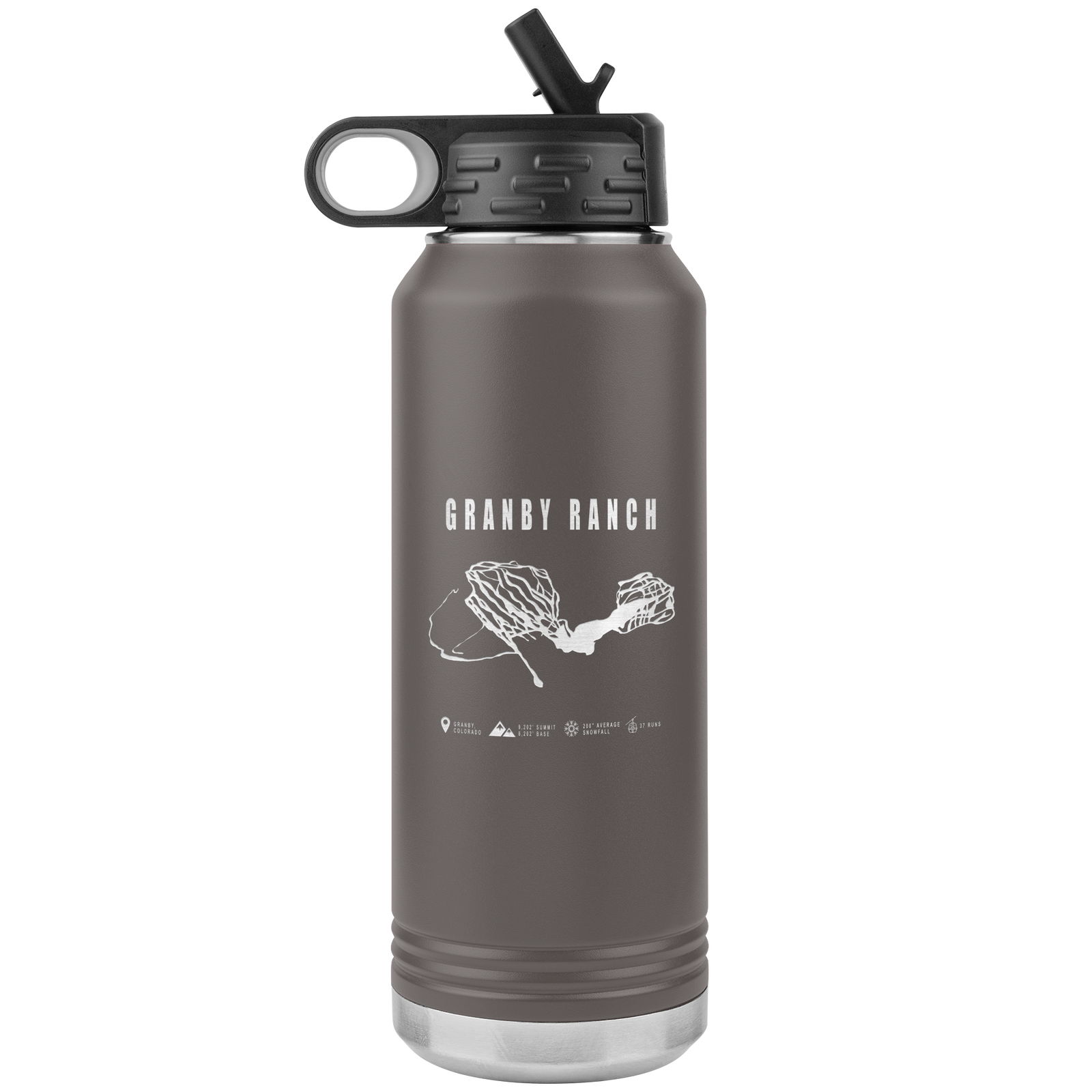 Granby Ranch Colorado Ski Trail Map 32oz Water Bottle Tumbler - Powderaddicts