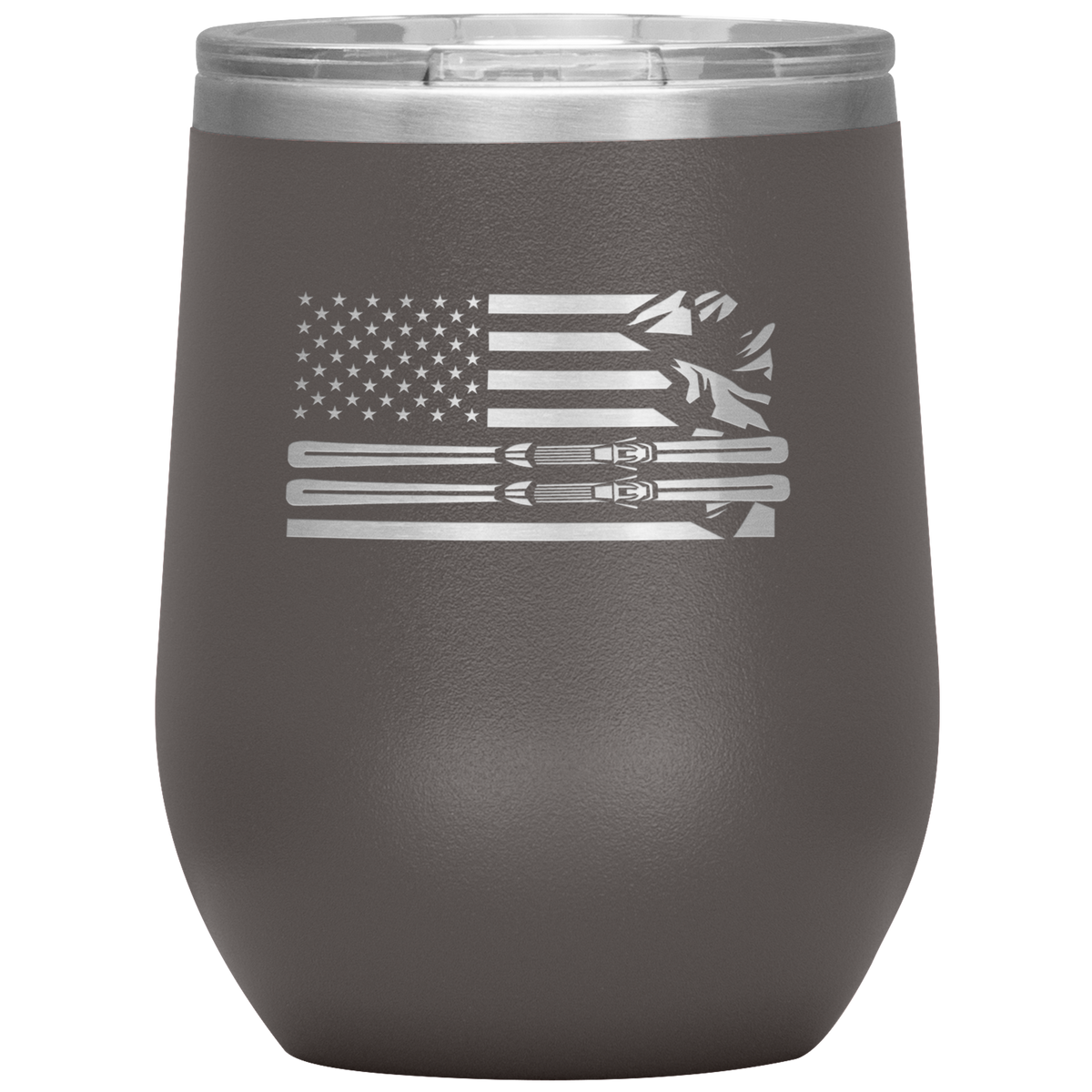 USA Ski Flag 12oz Wine Tumbler - Powderaddicts