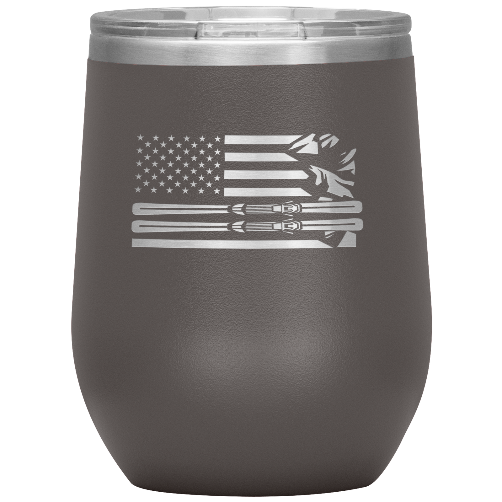 USA Ski Flag 12oz Wine Tumbler - Powderaddicts