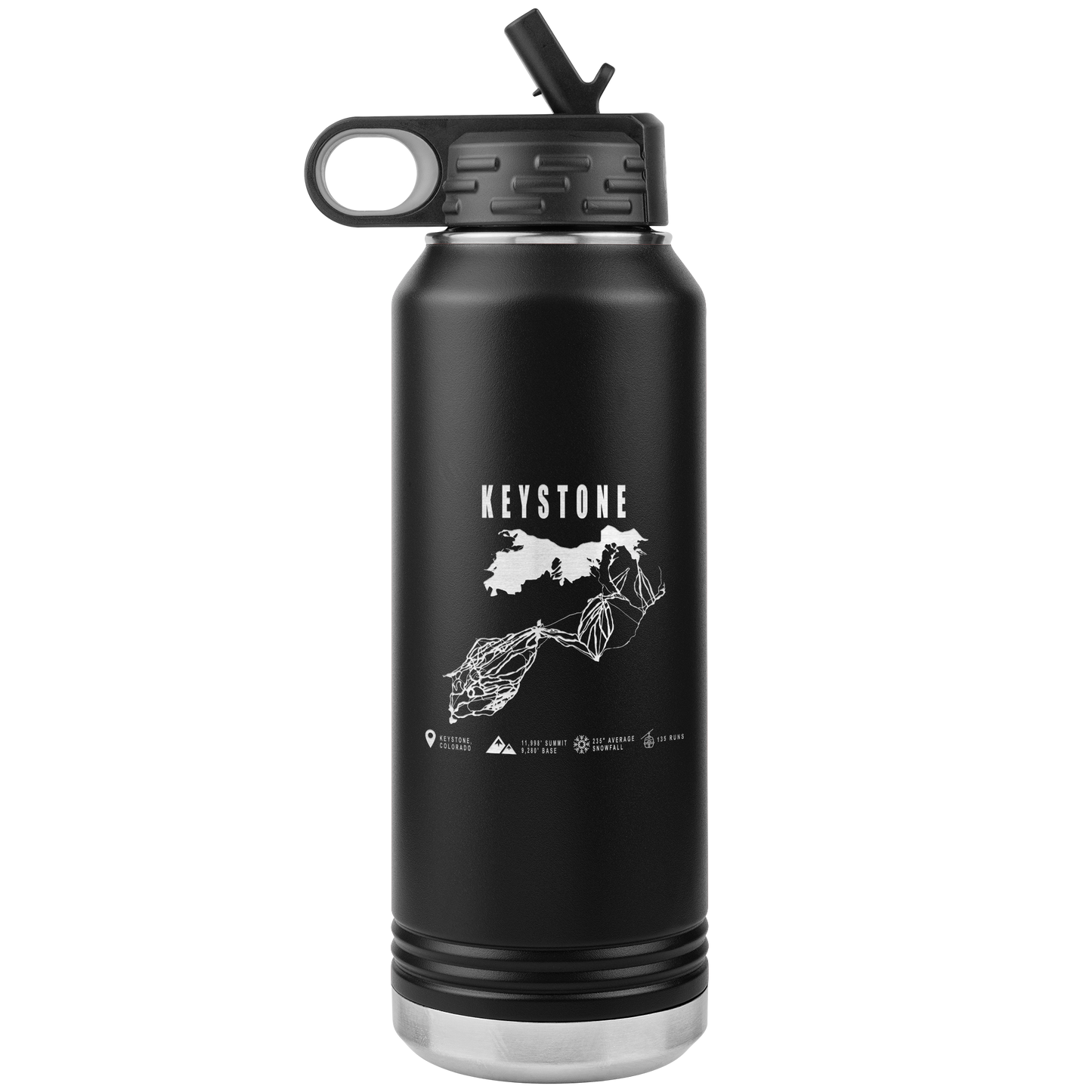 Keystone Colorado Ski Trail Map 32oz Water Bottle Tumbler - Powderaddicts