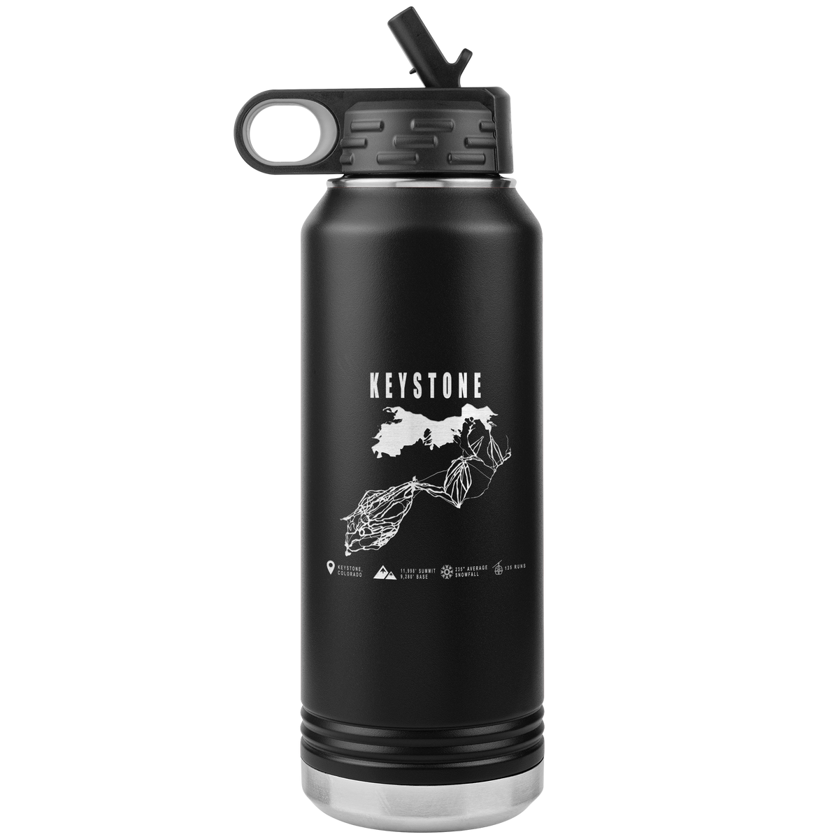 Keystone Colorado Ski Trail Map 32oz Water Bottle Tumbler