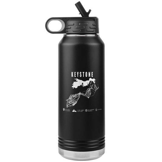 Keystone Colorado Ski Trail Map 32oz Water Bottle Tumbler - Powderaddicts