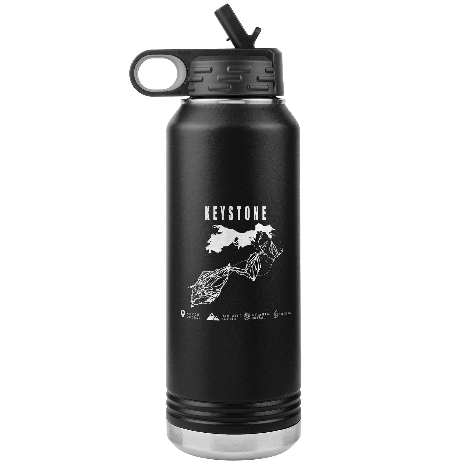 Keystone Colorado Ski Trail Map 32oz Water Bottle Tumbler - Powderaddicts
