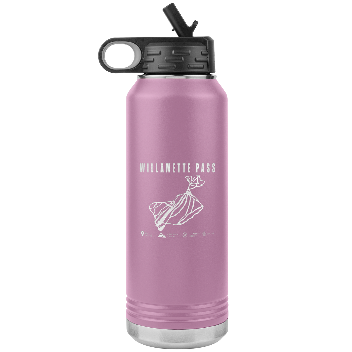 Willamette Pass, Oregon Ski Trail Map 32oz Water Bottle Tumbler - Powderaddicts