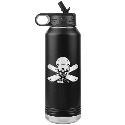 Ready For Shreddy Skeleton Skis 32oz Water Bottle Tumbler - Powderaddicts