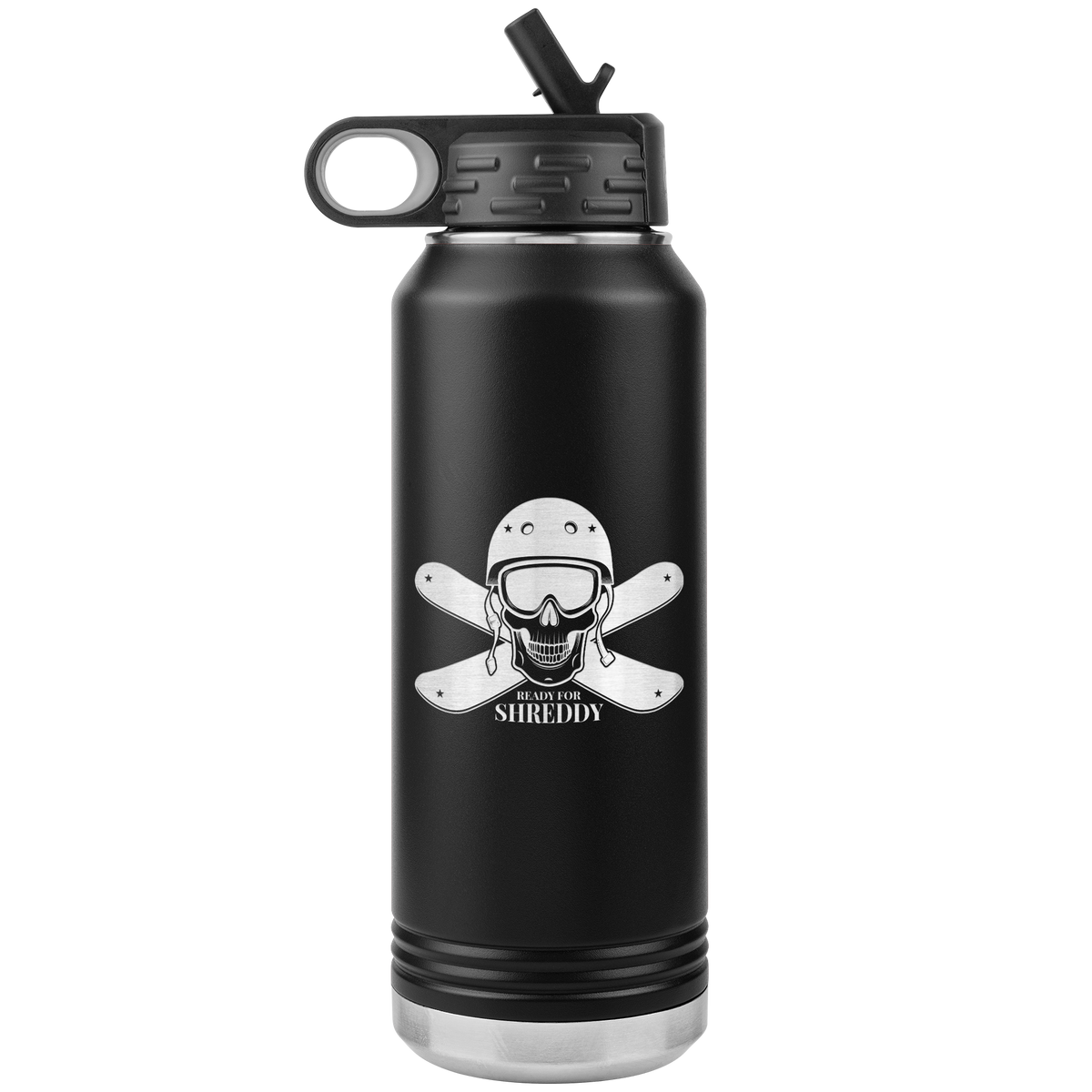 Ready For Shreddy Skeleton Skis 32oz Water Bottle Tumbler - Powderaddicts