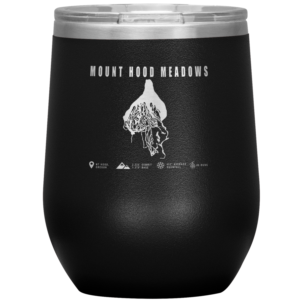 Mount Hood Meadows, Oregon Ski Trail Map Wine 12oz Tumbler
