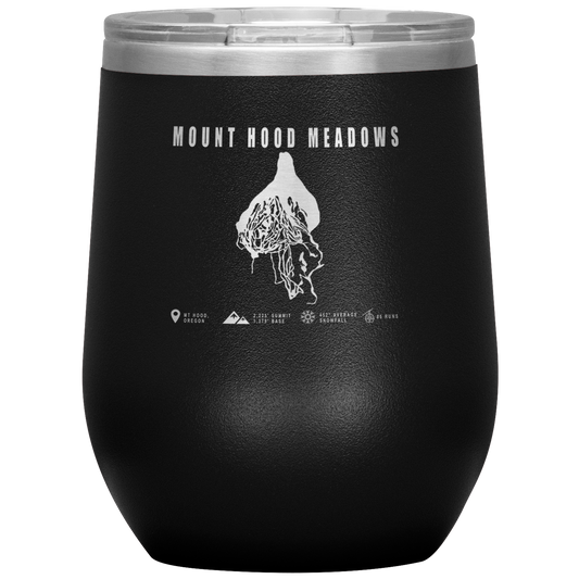 Mount Hood Meadows, Oregon Ski Trail Map Wine 12oz Tumbler - Powderaddicts