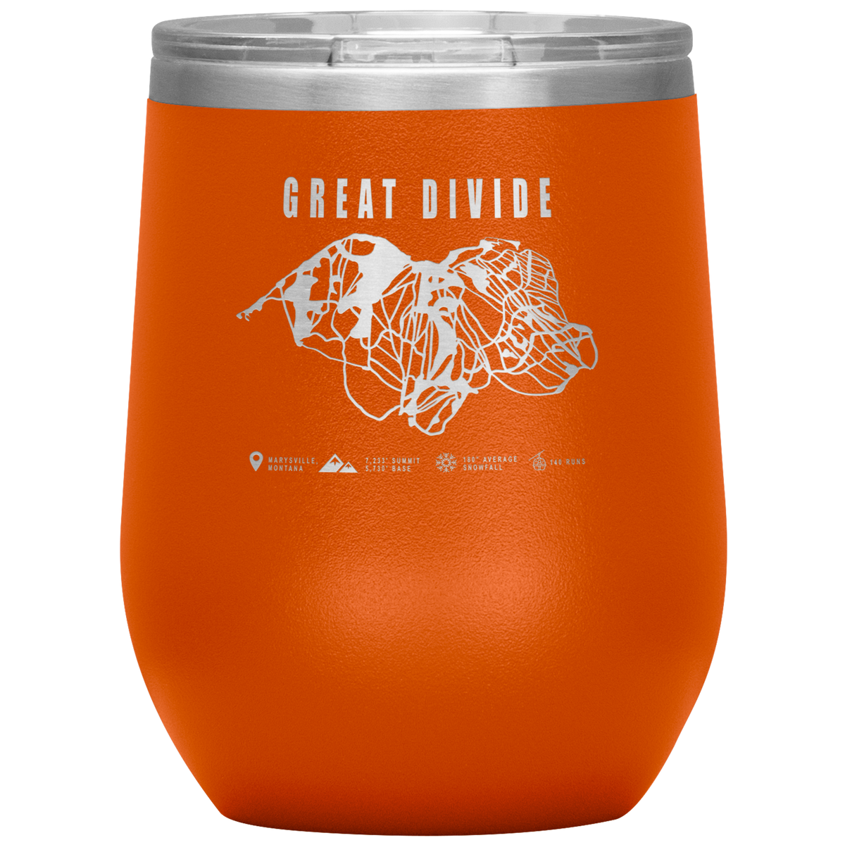 Great Divide Montana Ski Trail Map Wine 12oz Tumbler - Powderaddicts