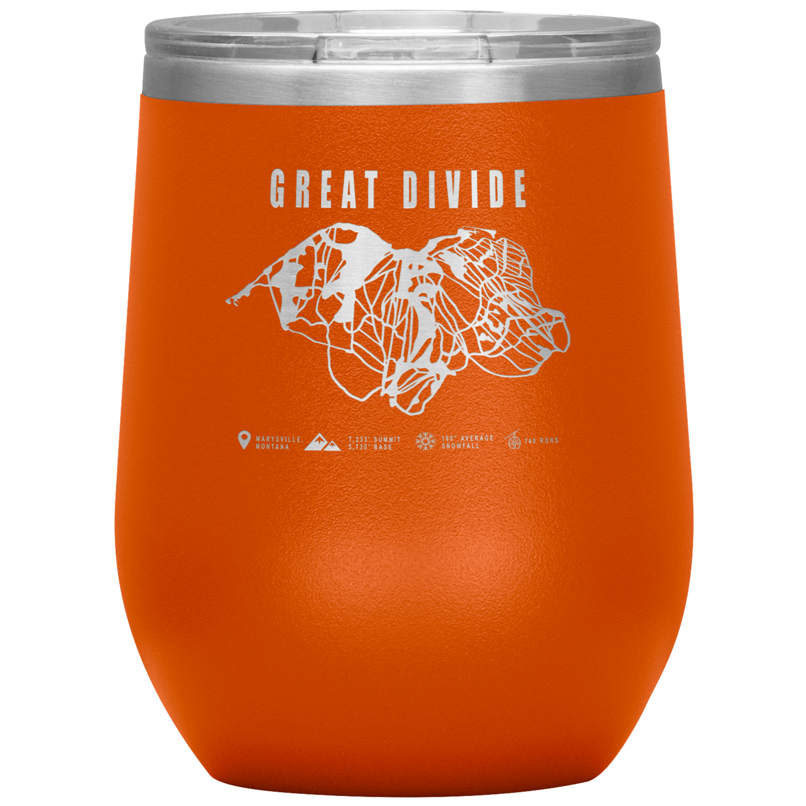 Great Divide Montana Ski Trail Map Wine 12oz Tumbler - Powderaddicts