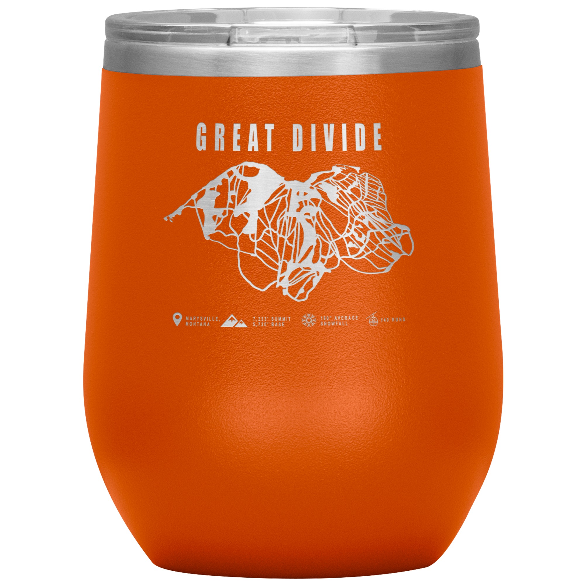 Great Divide Montana Ski Trail Map Wine 12oz Tumbler - Powderaddicts