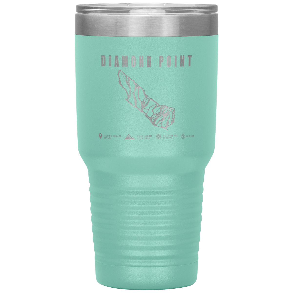 Diamond Point, Nevada Ski Trail Map 30oz Tumbler - Powderaddicts