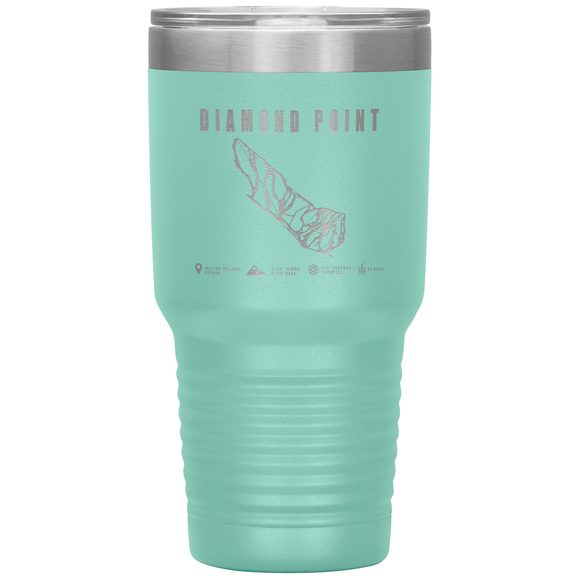Diamond Point, Nevada Ski Trail Map 30oz Tumbler - Powderaddicts