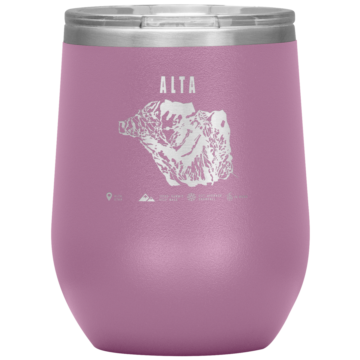 Alta,Utah Ski Trail Map Wine 12oz Tumbler - Powderaddicts