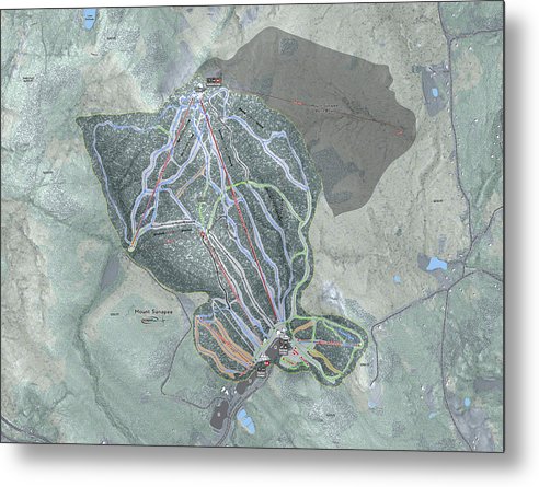 Mount Sunapee Ski Trail Map - Metal Print - Powderaddicts