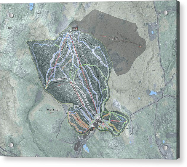 Mount Sunapee Ski Trail Map - Acrylic Print - Powderaddicts