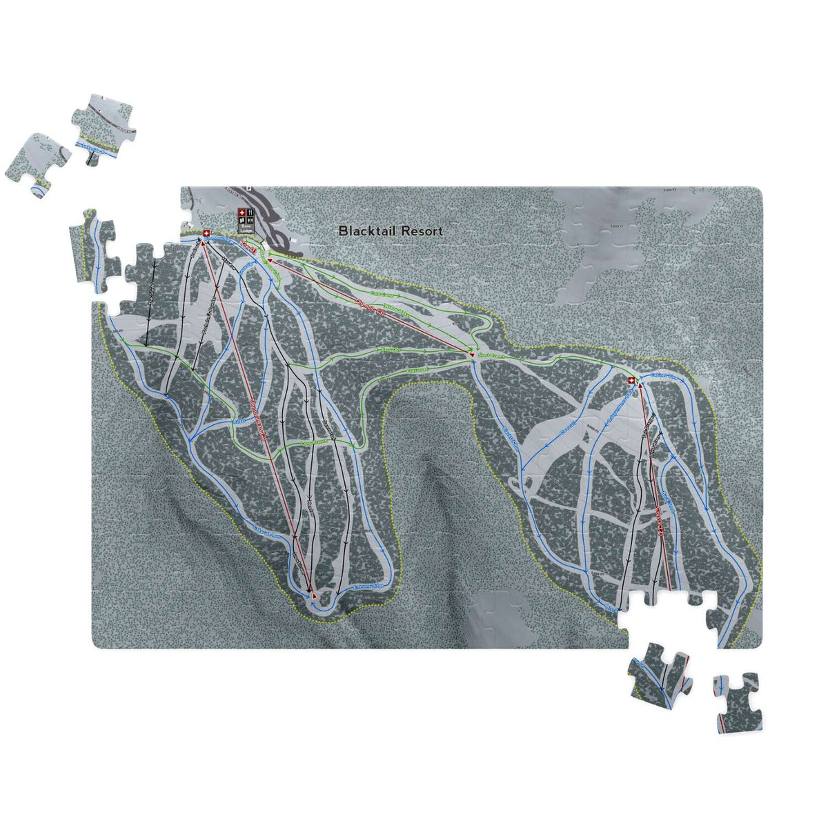 Blacktail Montana Ski Trail Map Puzzle - Powderaddicts