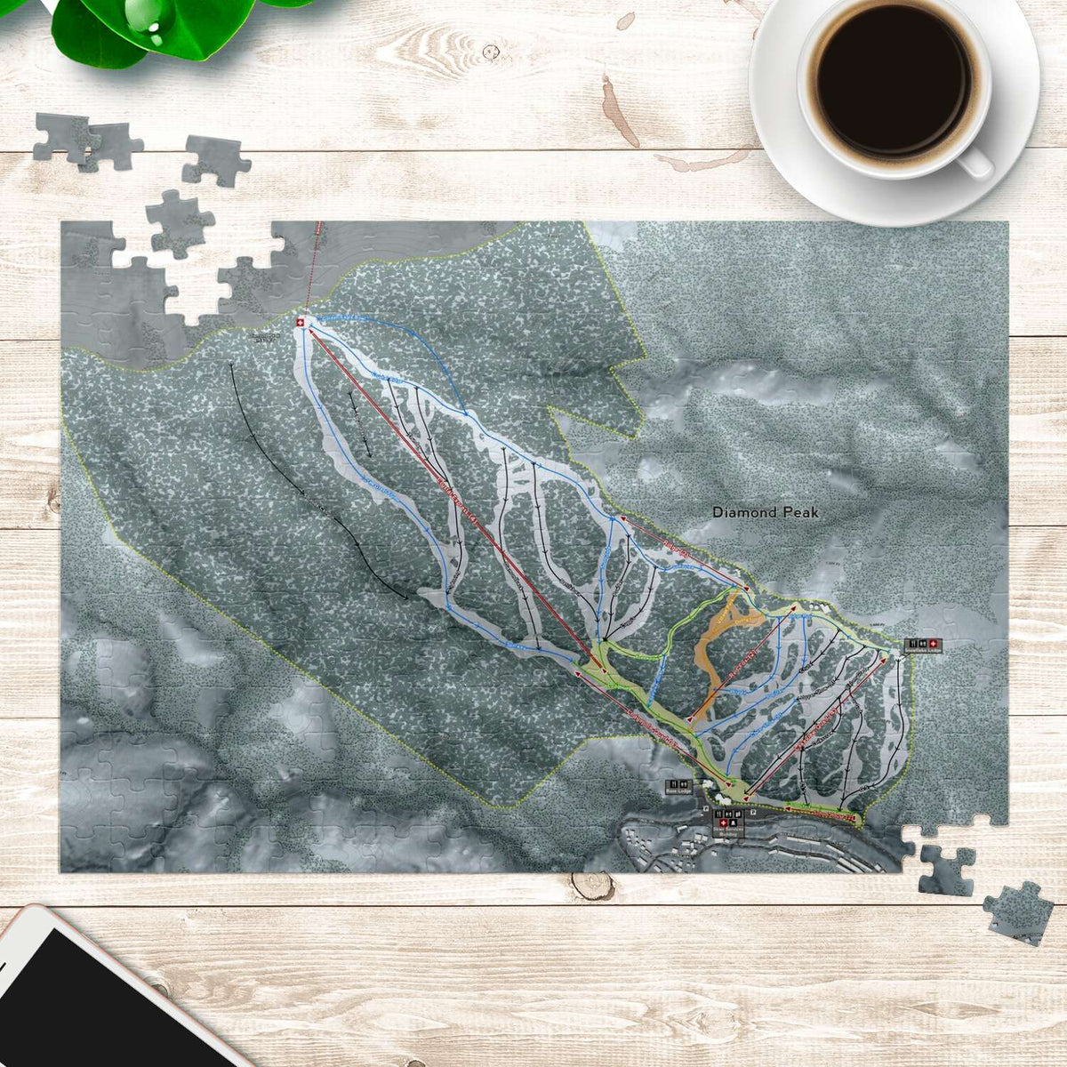 Diamond Peak Nevada Ski Trail Map Puzzle - Powderaddicts