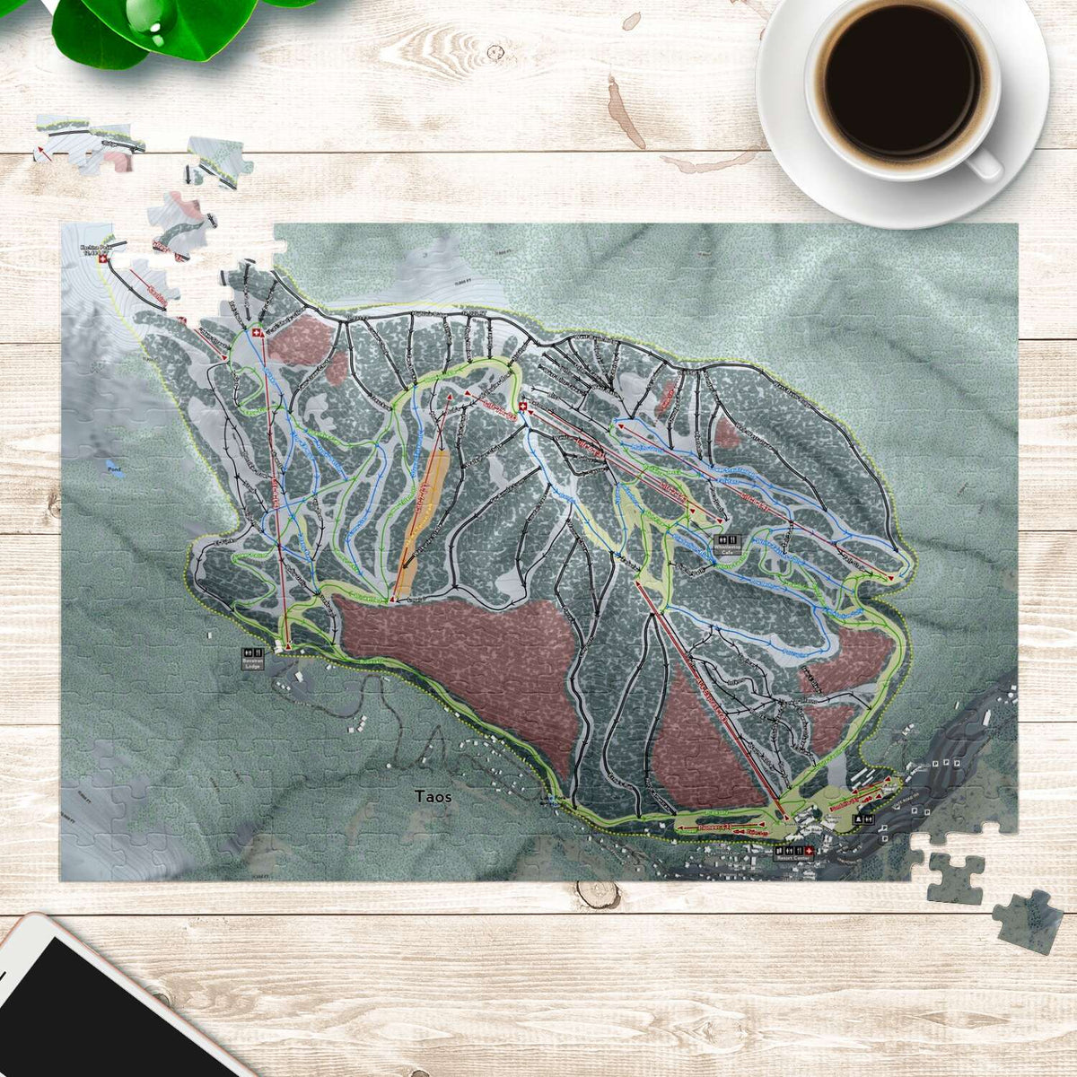 Taos New Mexico Ski Trail Map Puzzle - Powderaddicts