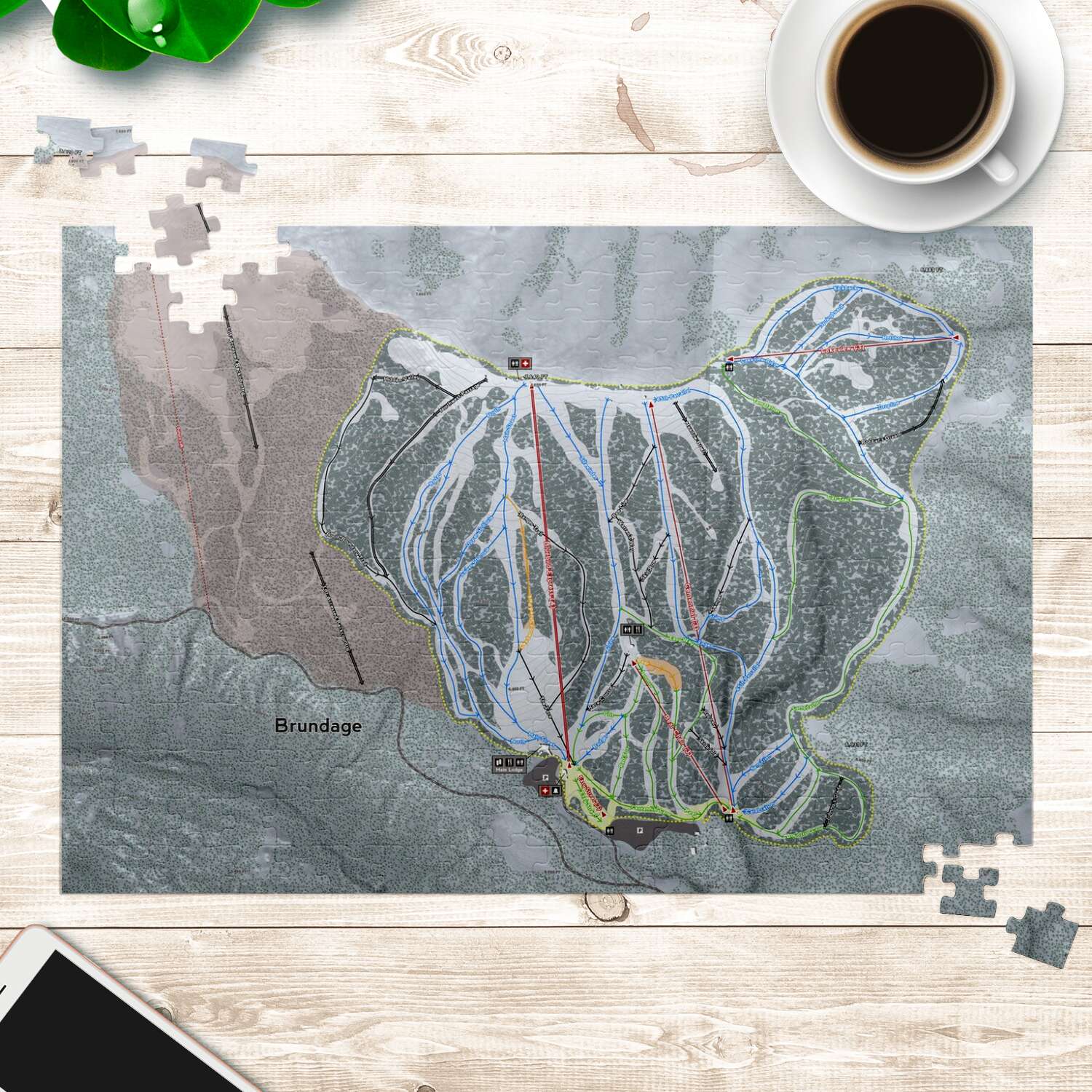 Brundage Idaho Ski Trail Map Puzzle - Powderaddicts