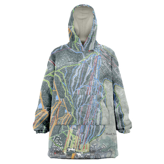 Mount Snow, Vermont Ski Trail Map - Snug Hoodie - Powderaddicts