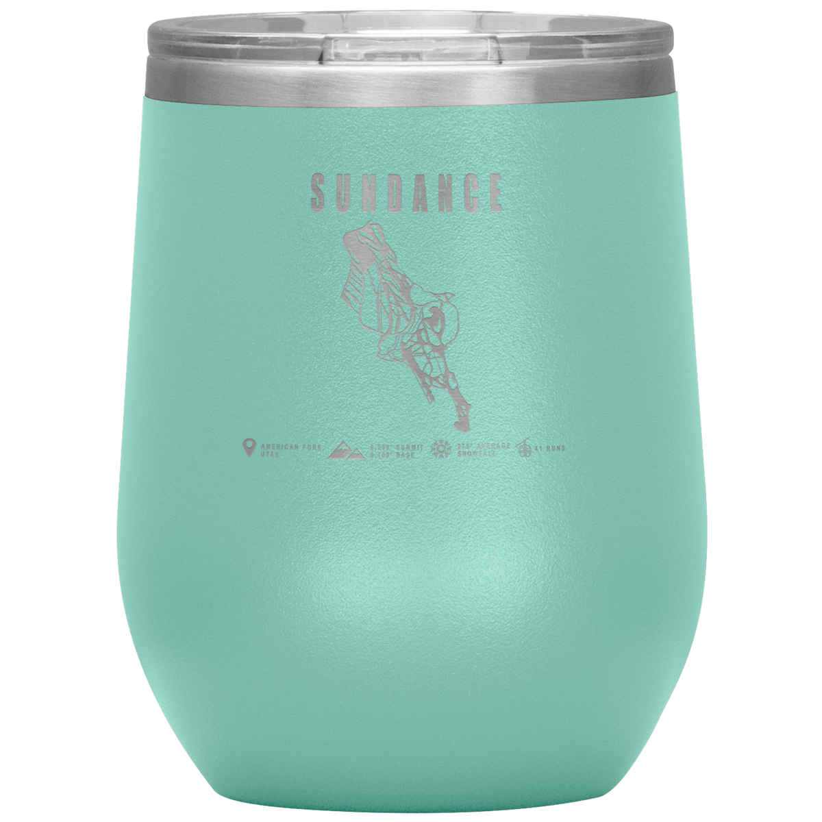 Sundance,Utah Ski Trail Map Wine 12oz Tumbler - Powderaddicts