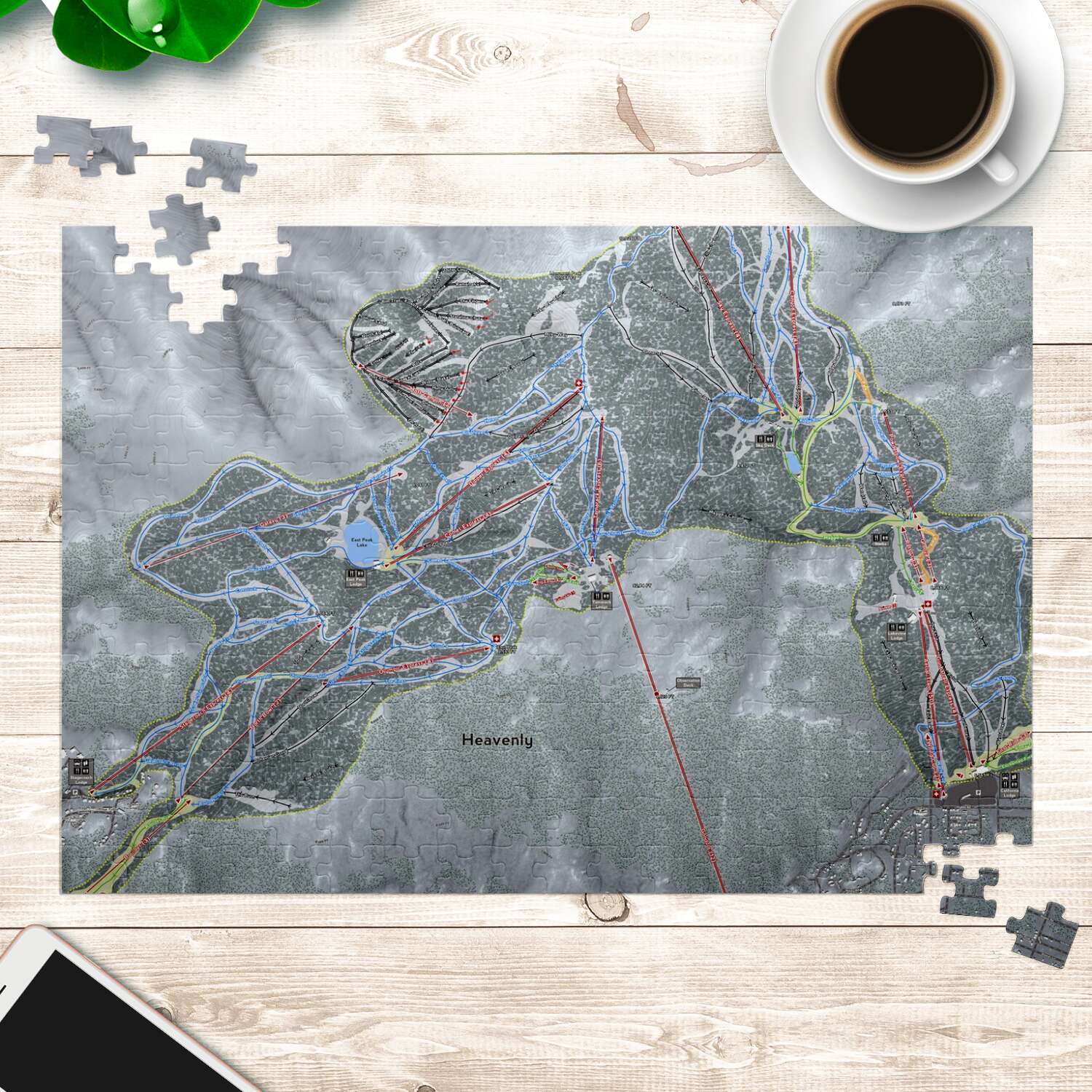 Heavenly Nevada Ski Trail Map Puzzle - Powderaddicts